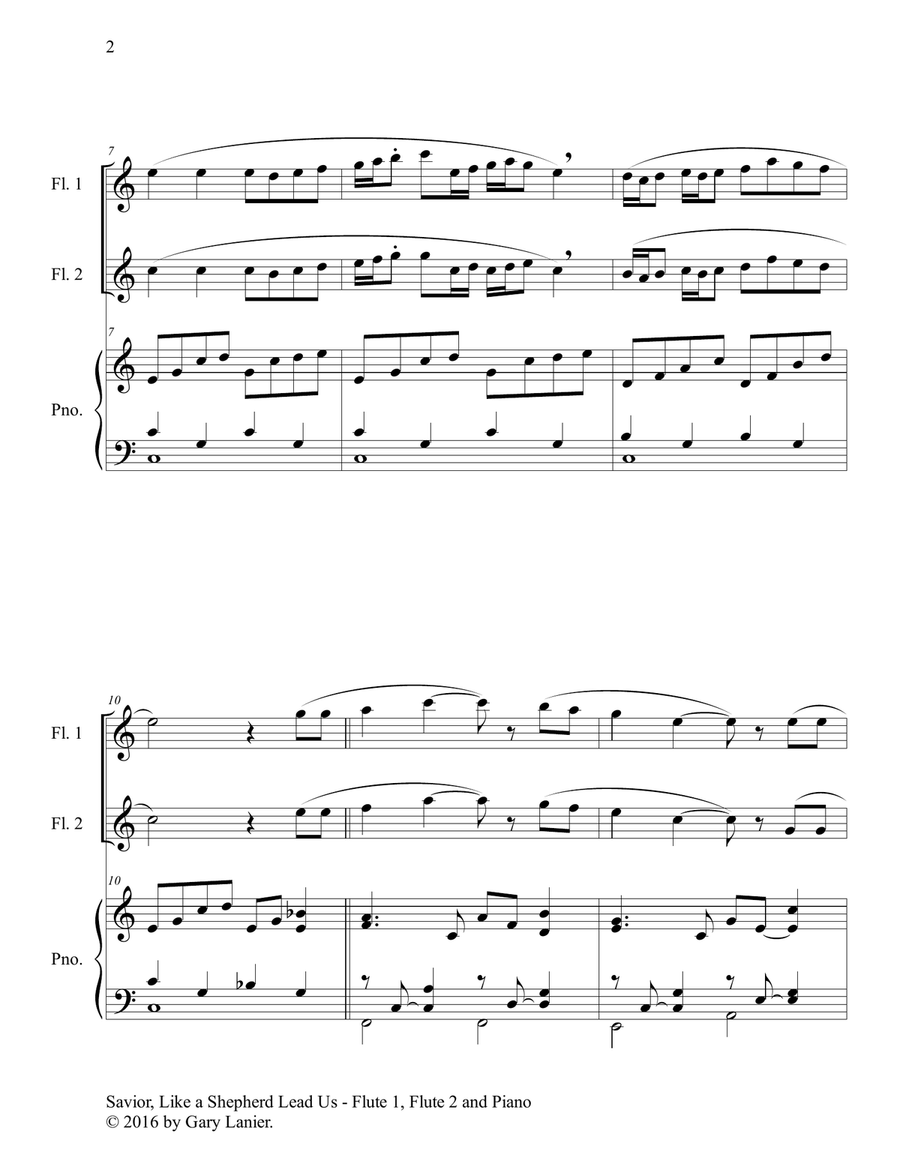 SAVIOR, LIKE A SHEPHERD LEAD US (Trio – Flute 1, Flute 2 & Piano with Parts) Woodwind Duet scores gallery preview page 3