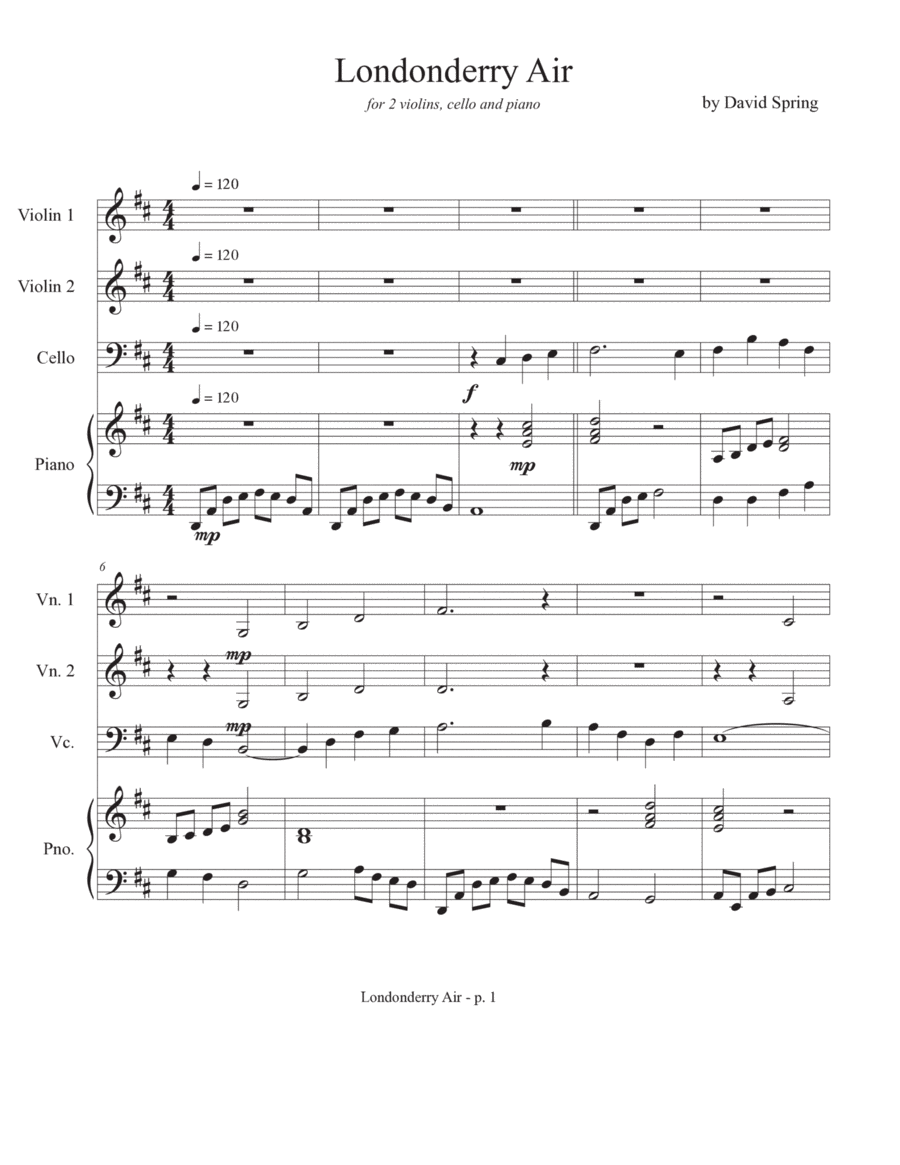 Londonderry Air Piano Trio scores gallery preview page 1