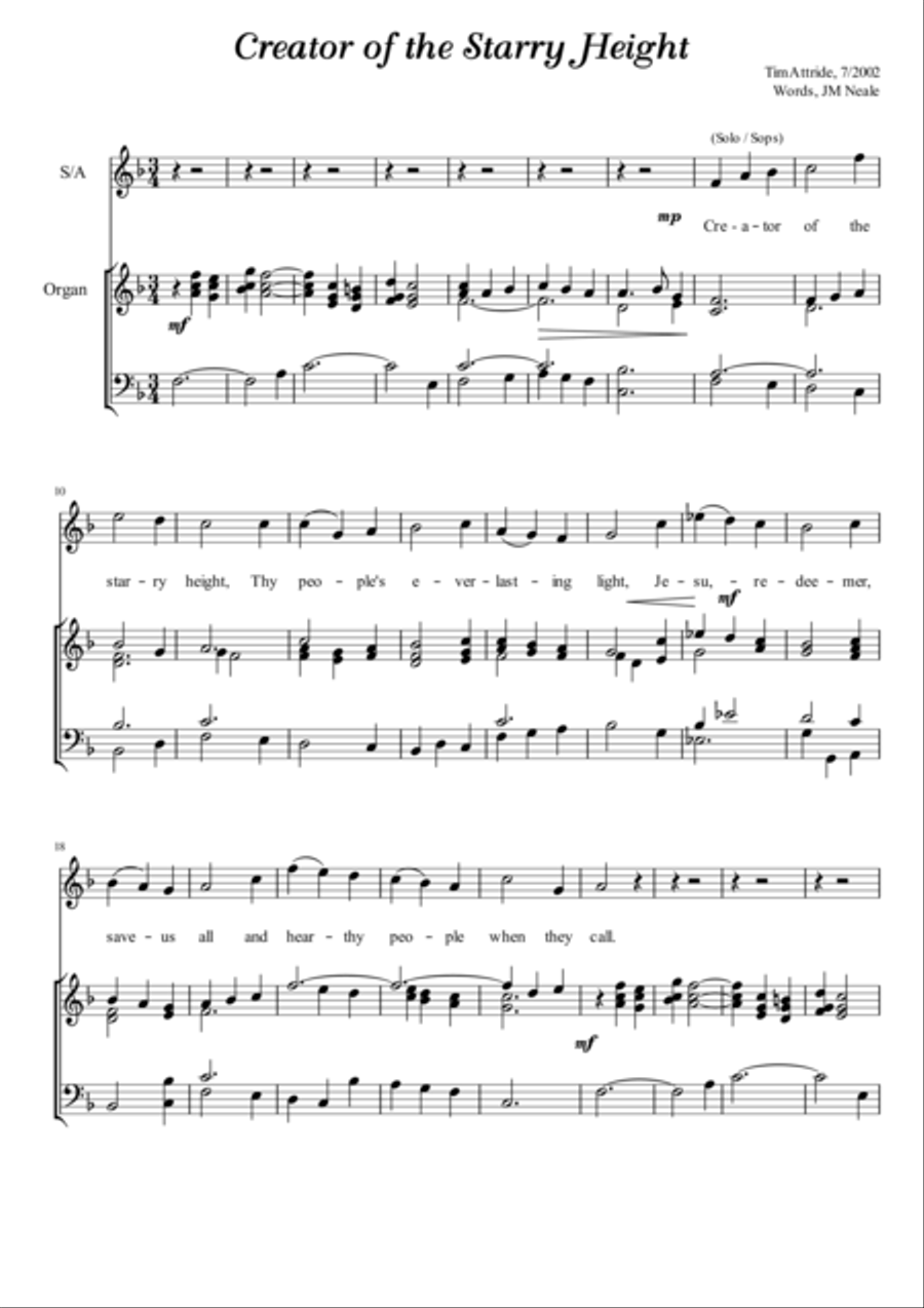 Creator of the Starry Height 4-Part scores gallery preview page 1