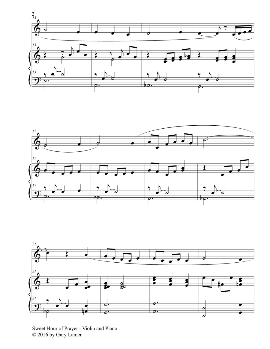 SWEET HOUR OF PRAYER (Duet – Violin & Piano with Score/Part) Violin Solo scores gallery preview page 3