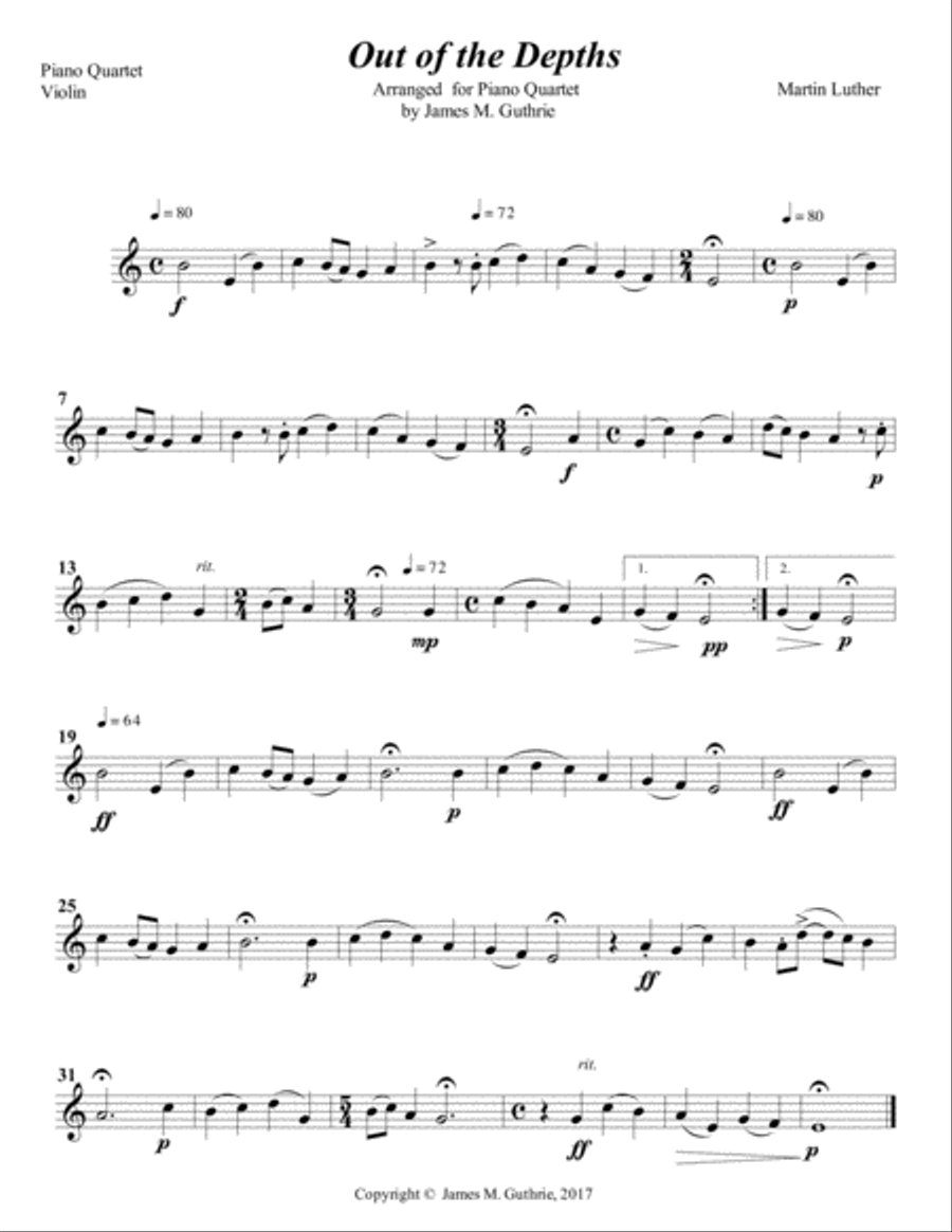 Luther: Out of the Depths for Piano Quartet Piano Quartet scores gallery preview page 6