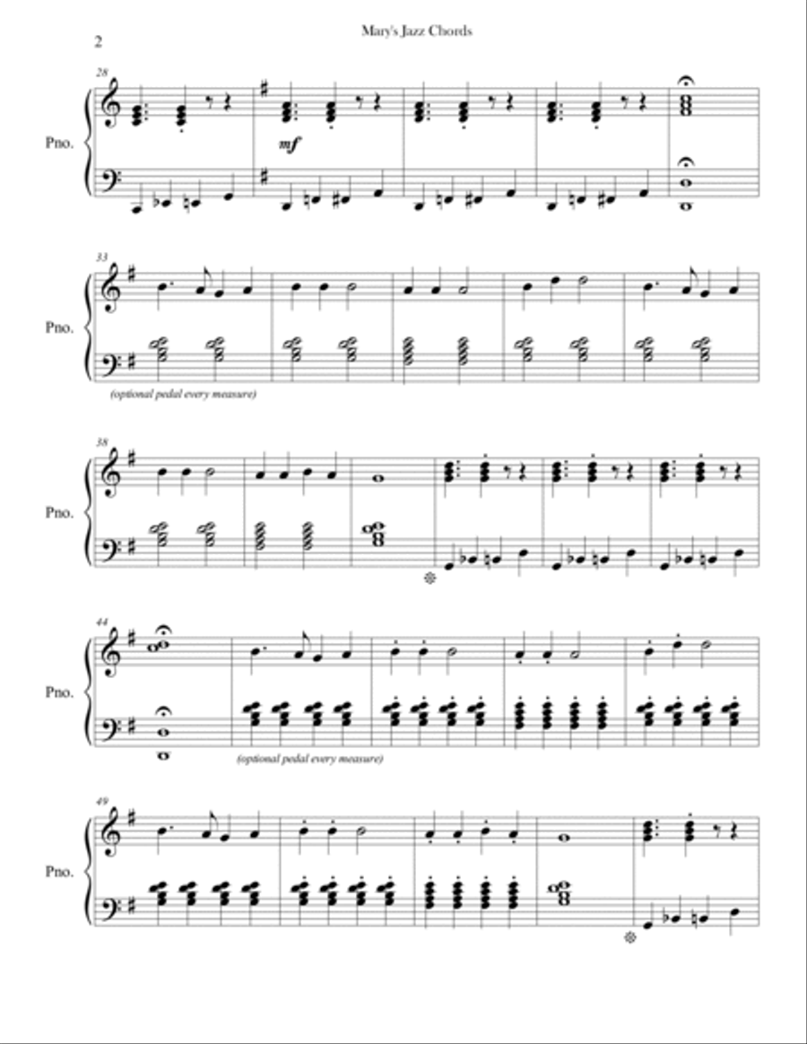 Mary's Jazz Chords (Mary Had a Little Lamb) Piano Method scores gallery preview page 2
