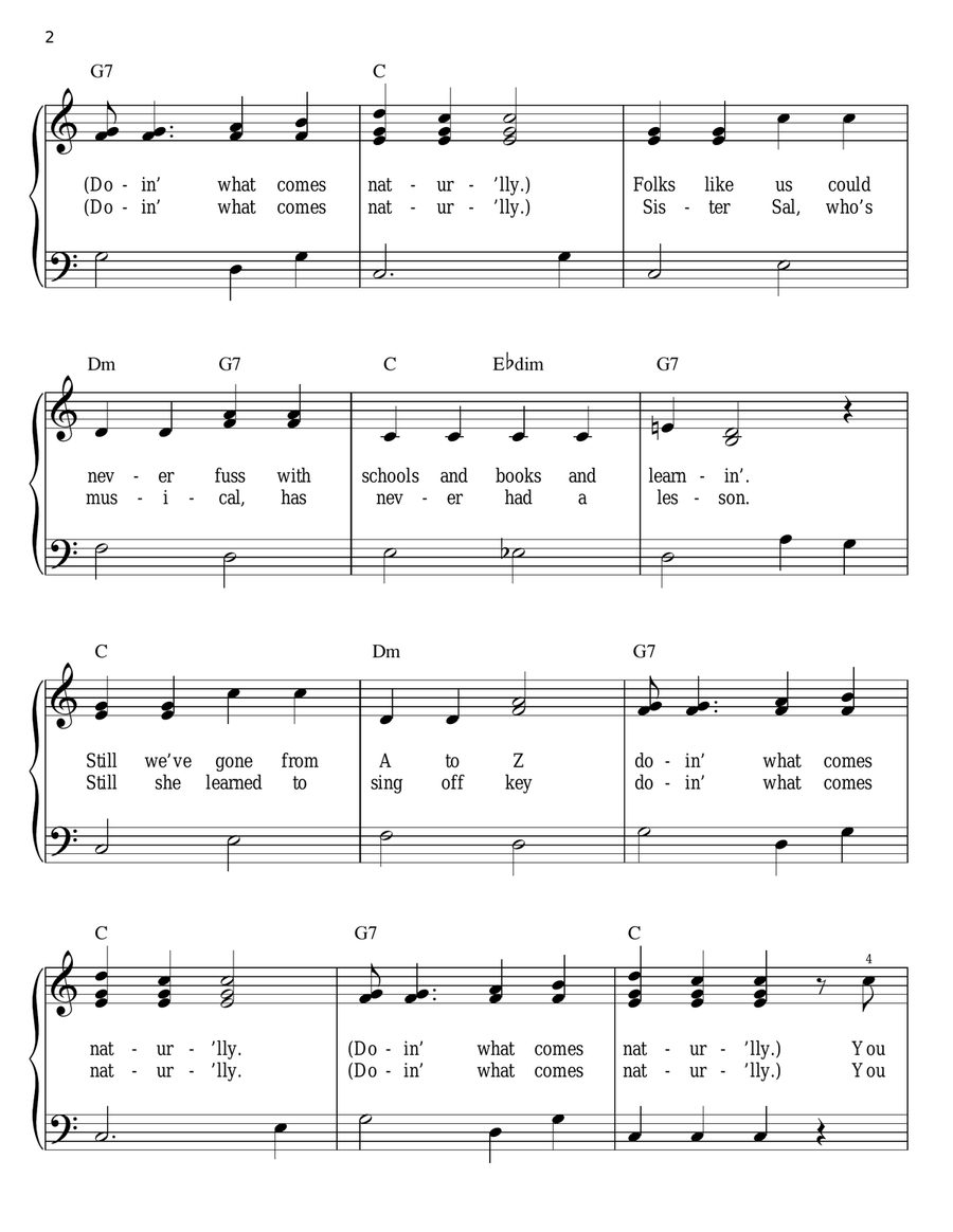 Doin' What Comes Natur'lly Easy Piano scores gallery preview page 2