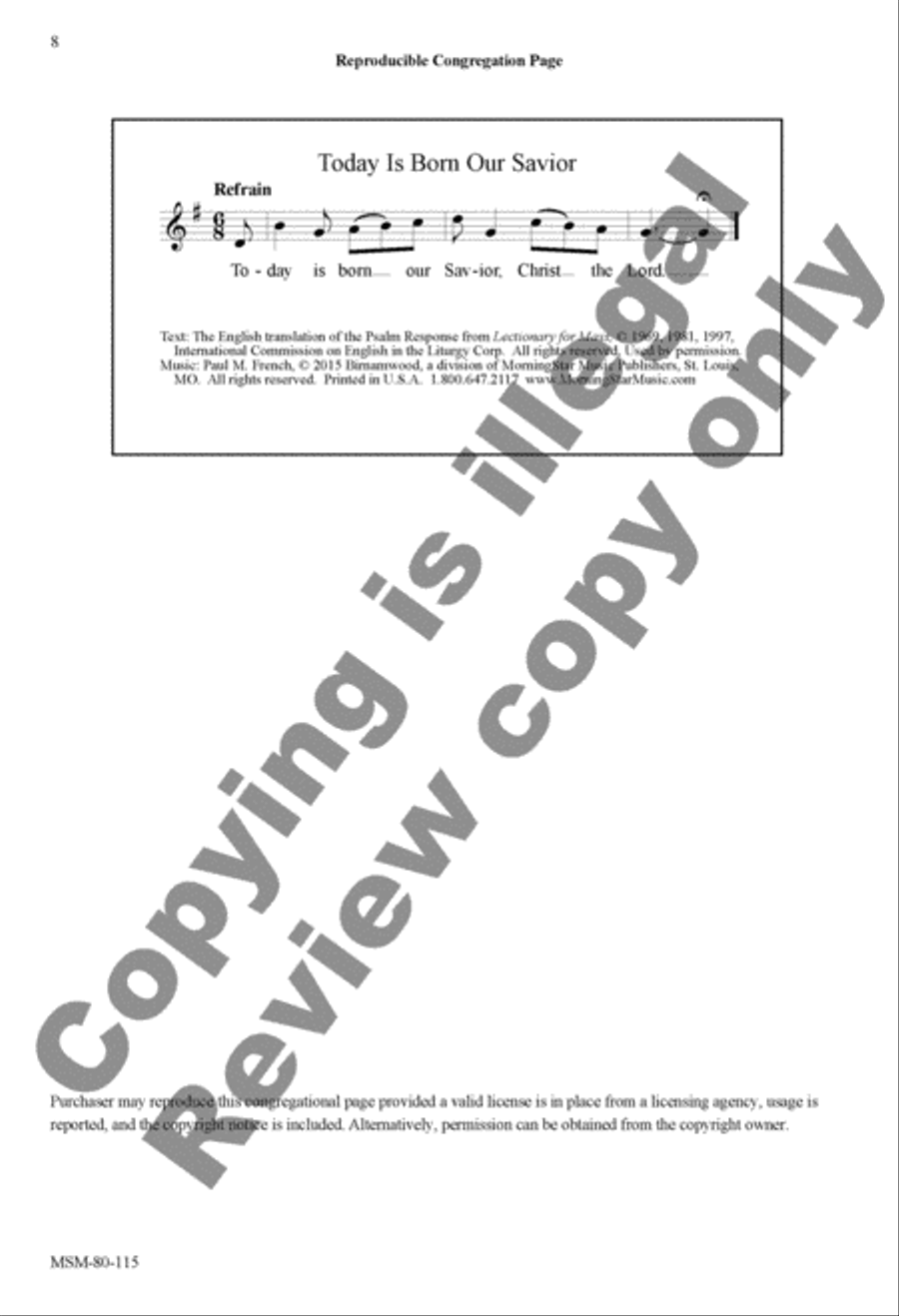 Today Is Born Our Savior: Responsorial Psalm for Christmas Mass During the Night 4-Part scores gallery preview page 8