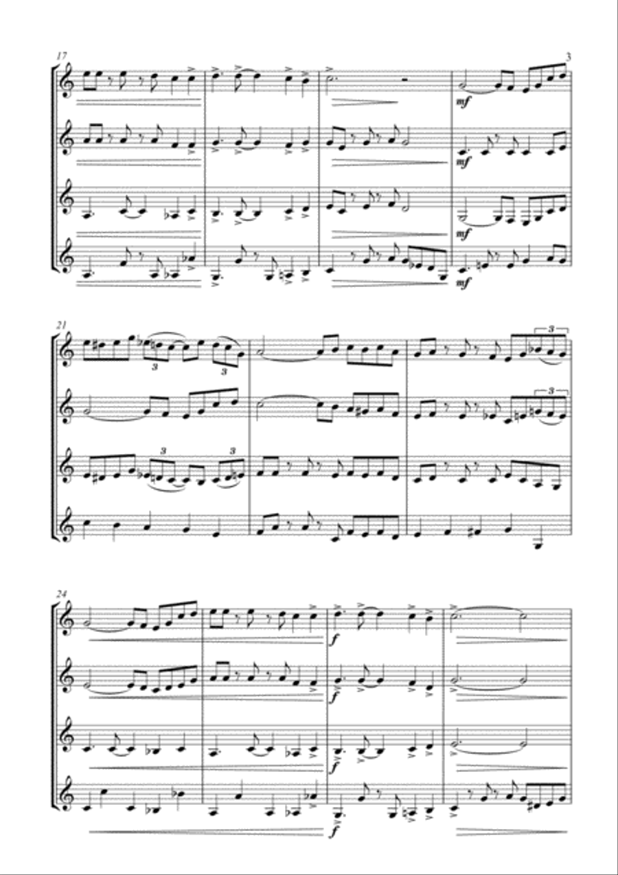 Battle Hymn of the Republic - a Jazz Arrangement - for Clarinet Quartet Clarinet Quartet scores gallery preview page 3