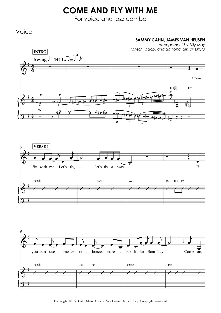 Come Fly With Me - Score Only Jazz Ensemble scores gallery preview page 1
