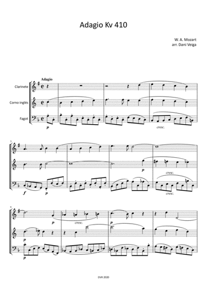 Mozart - Adagio Kv410 for Wind Trio (Clarinet, English Horn, Bassoon) image number null