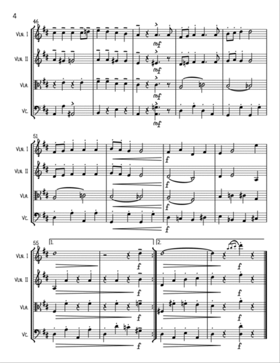 Santa Claus Is Comin' To Town String Quartet scores gallery preview page 4