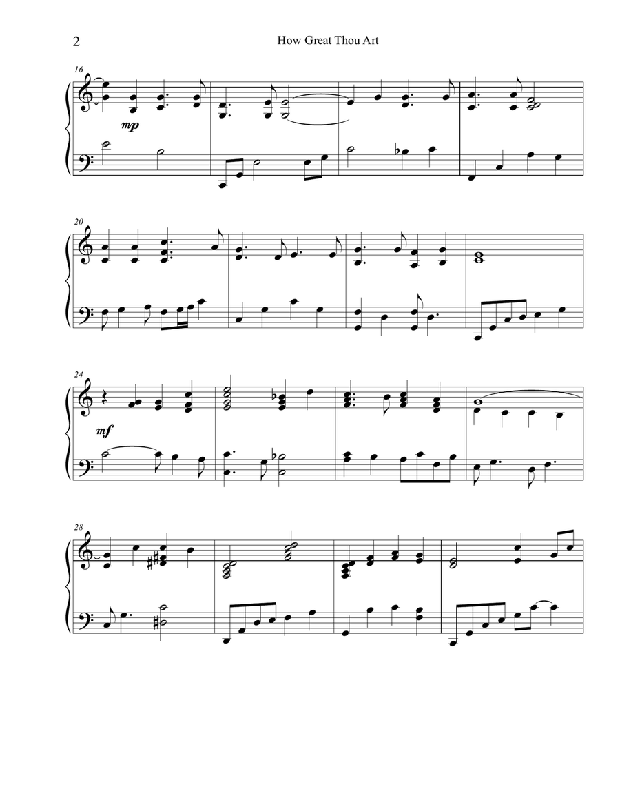 How Great Thou Art Piano Solo scores gallery preview page 2