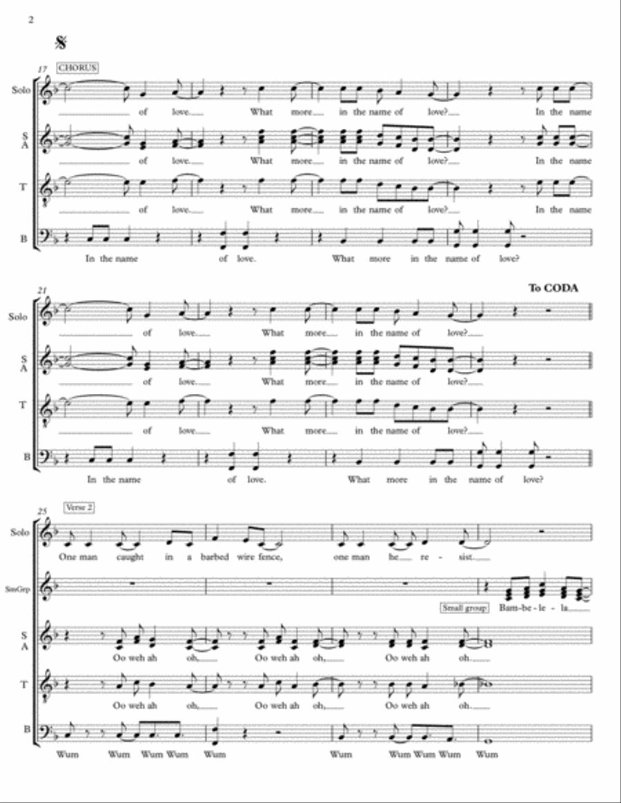 Pride (in The Name Of Love) 4-Part scores gallery preview page 2