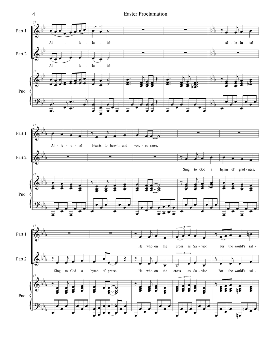Easter Proclamation (The Risen Christ) (2-part choir) 2-Part scores gallery preview page 4