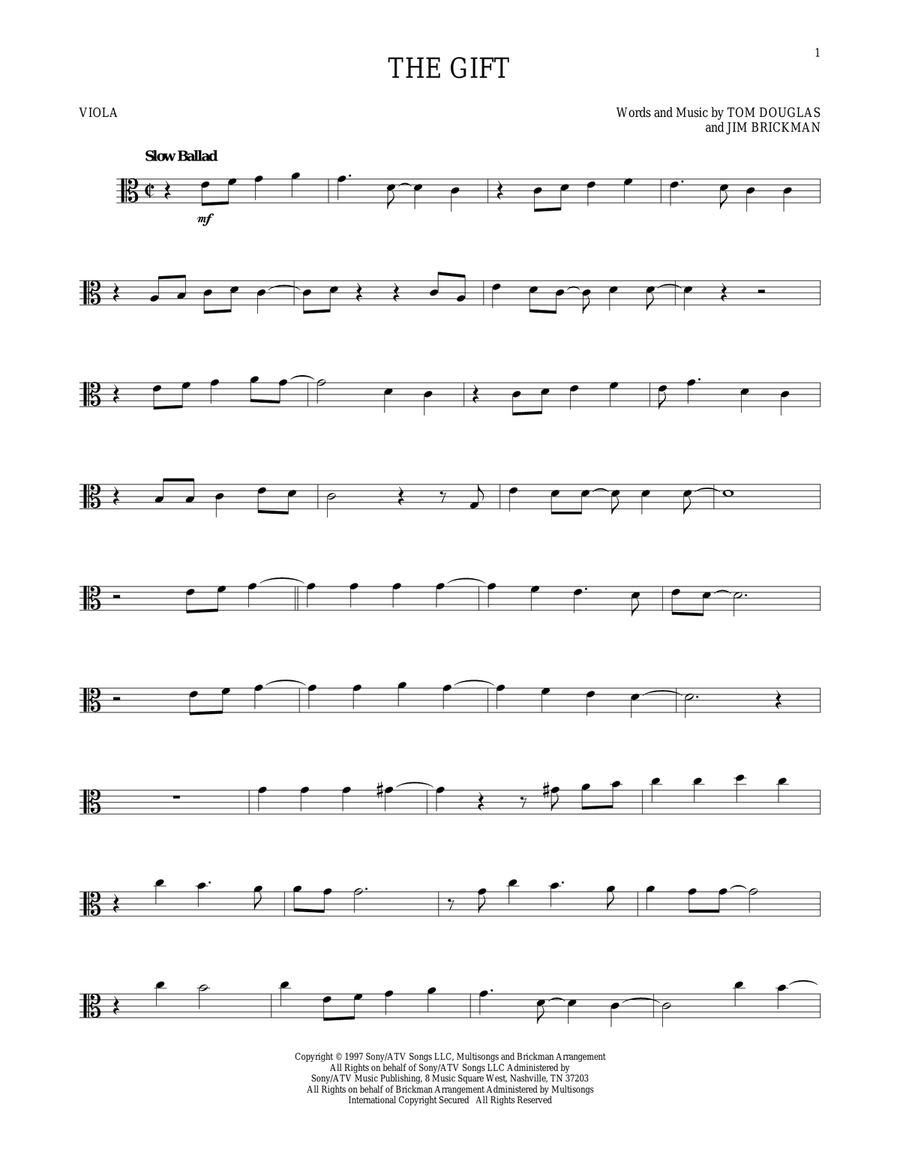 The Gift Viola Solo scores gallery preview page 1