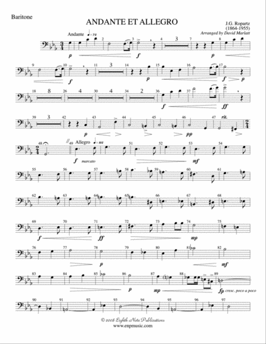 Andante et Allegro (Solo Trumpet and Concert Band): Baritone B.C. Concert Band scores gallery preview page 1