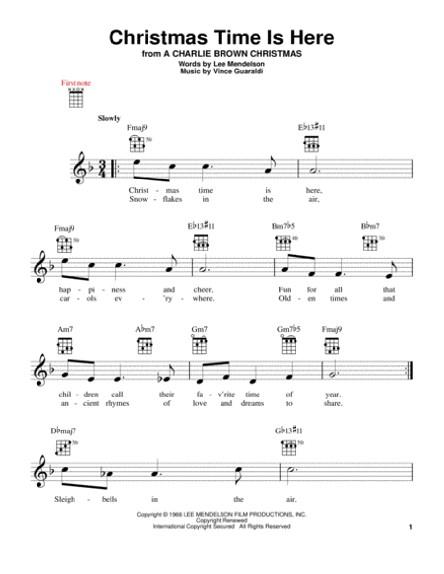 Christmas Time Is Here Ukulele scores gallery preview page 1