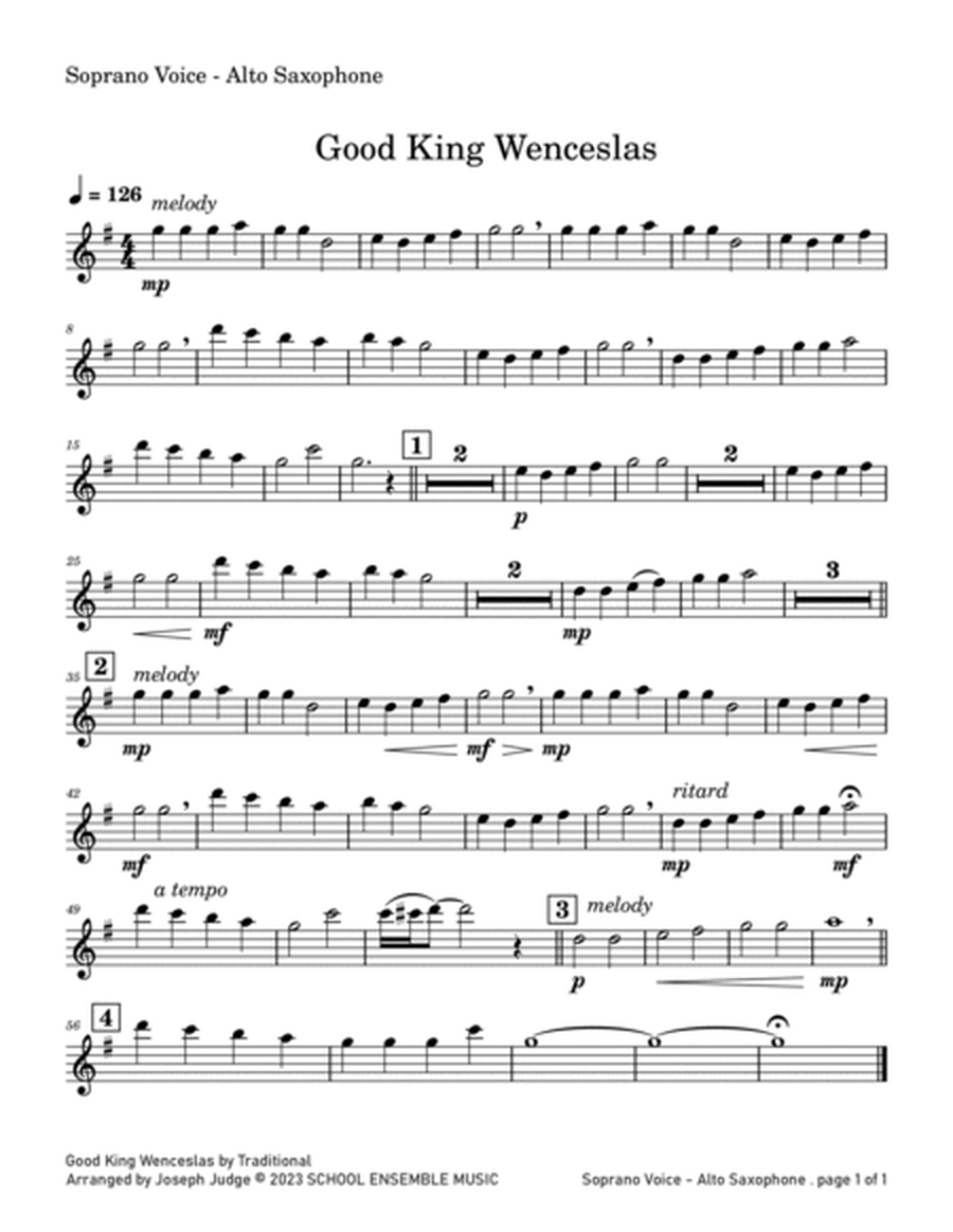 Good King Wenceslas for Saxophone Quartet in Schools image number null