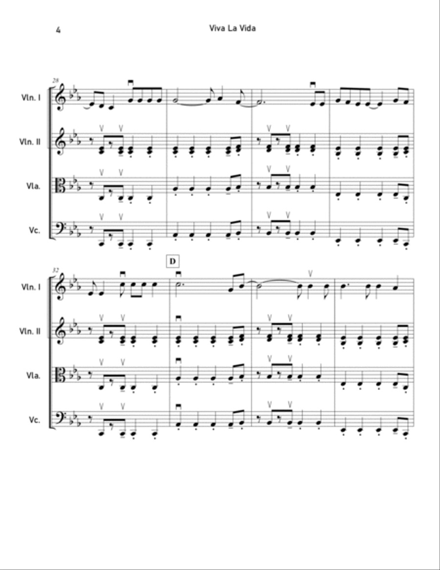 Viva La Vida Viva La Vida String Orchestra scores gallery preview page 4