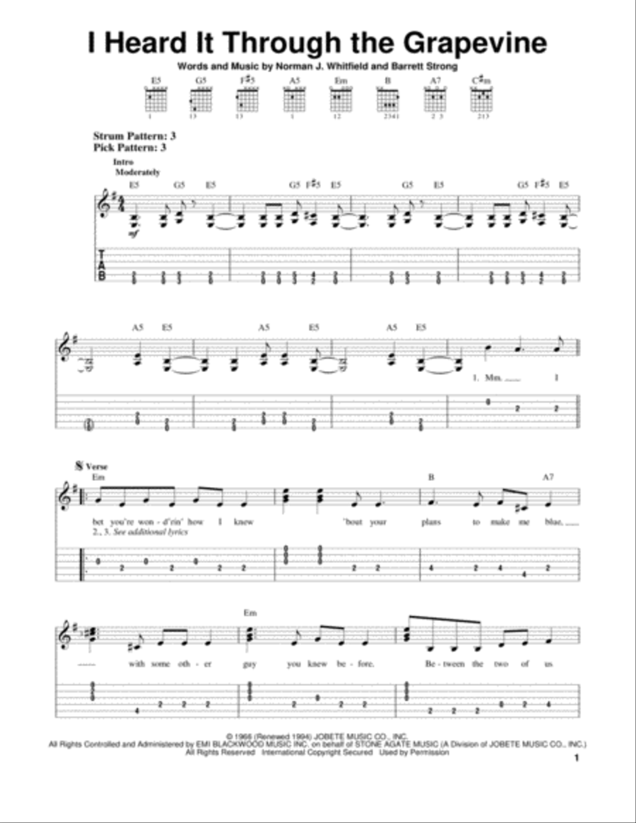 I Heard It Through The Grapevine Acoustic Guitar scores gallery preview page 1