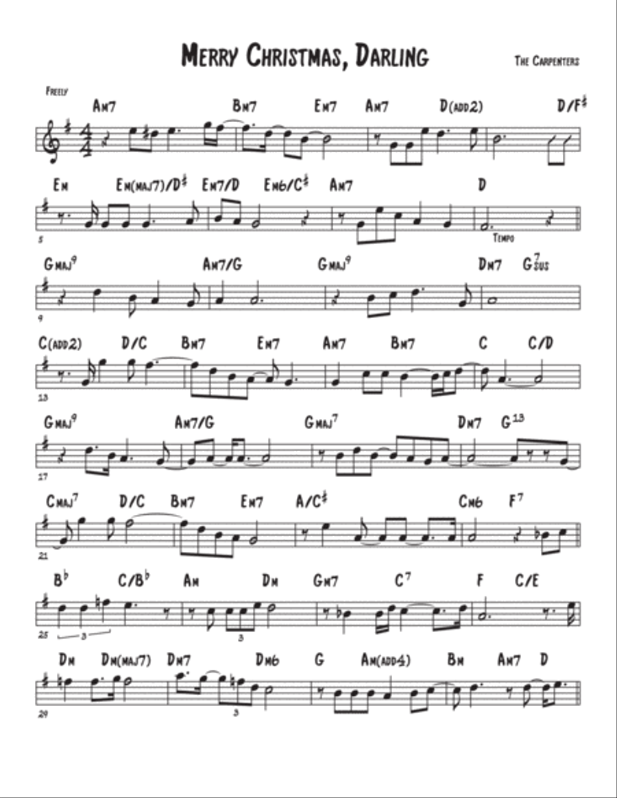 Merry Christmas, Darling Merry Christmas, Darling Piano, Vocal, Guitar scores gallery preview page 1