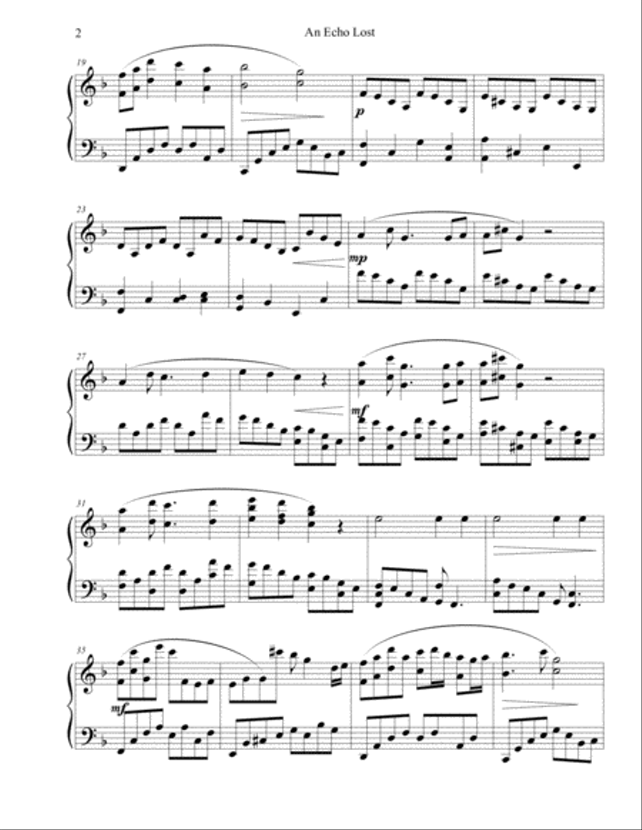 An Echo Lost Piano Solo scores gallery preview page 2