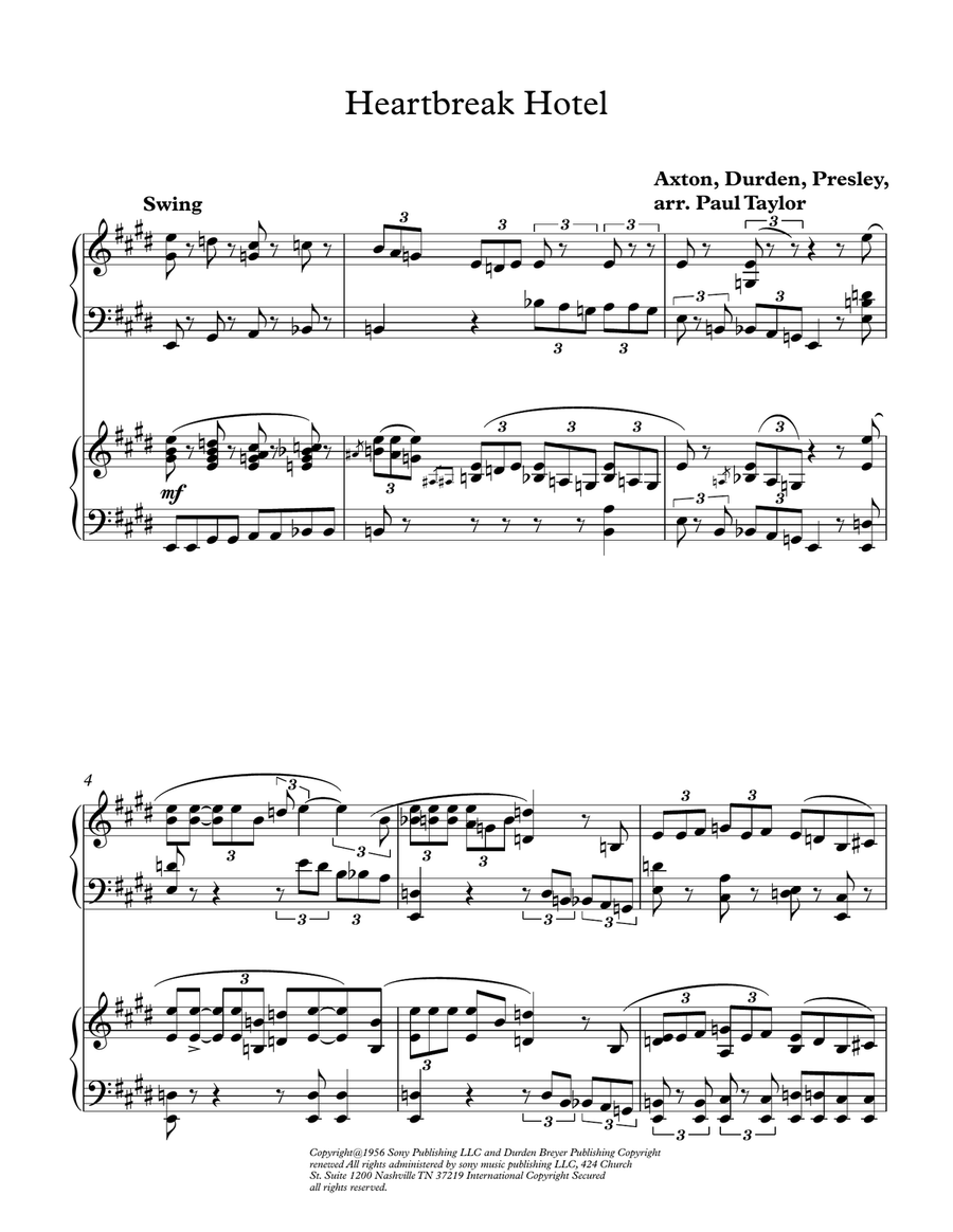 Heartbreak Hotel 2 Pianos, 4-Hands scores gallery preview page 1