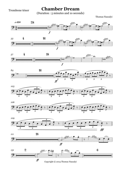 Chamber Dream/Trombone PART Trombone Solo - Digital Sheet Music