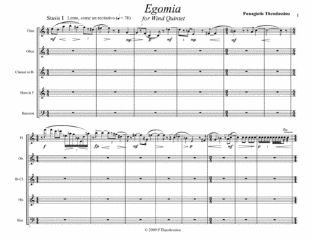 Egomia, for Woodwind Quintet image number null