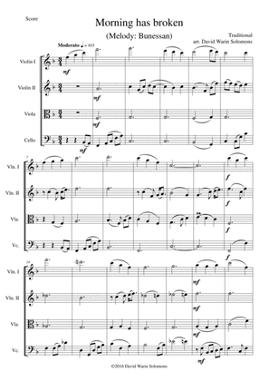 Variations on Morning has broken (Bunessan) for string quartet