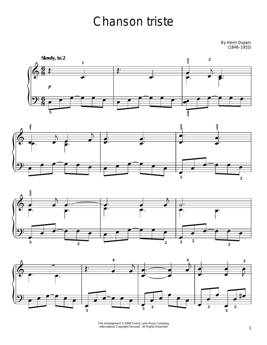 Chanson Triste Easy Piano scores gallery preview page 1