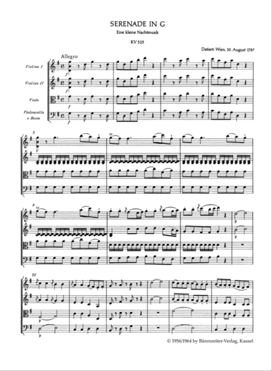 Eine kleine Nachtmusik for Strings and Winds G major KV 525 Double Bass scores gallery preview page 2