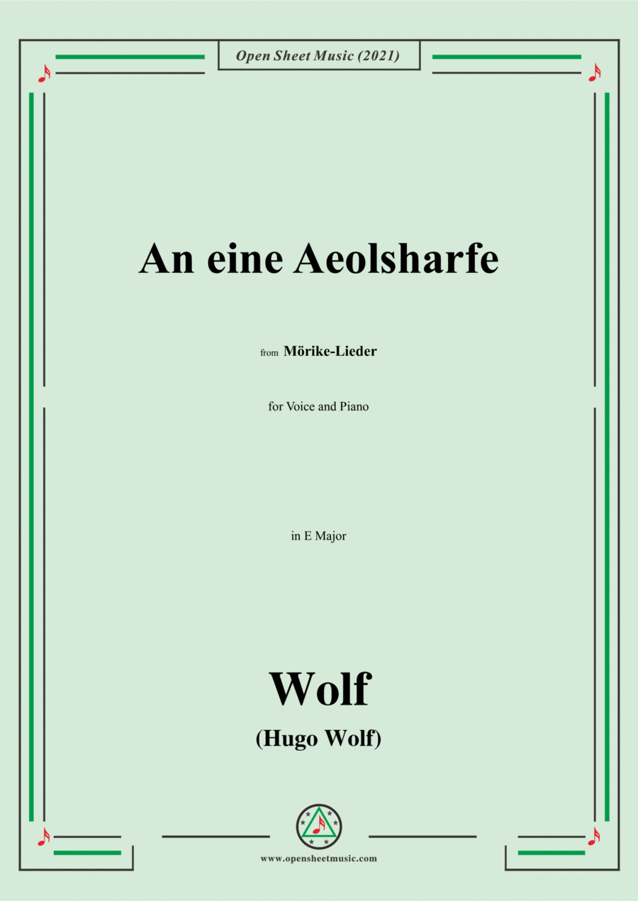 Wolf-An eine Aeolsharfe,in E Major,IHW 22 No.11,from Morike-Lieder,for Voice and Piano Voice Solo scores gallery preview page 1