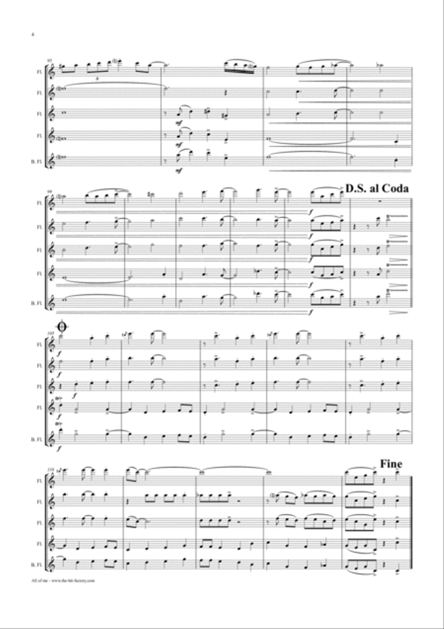 All Of Me Flute Quartet scores gallery preview page 4