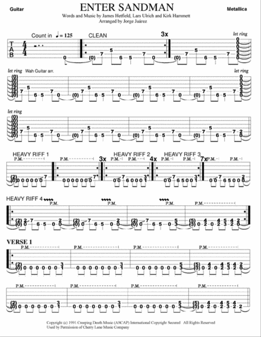 Enter Sandman Electric Guitar scores gallery preview page 1