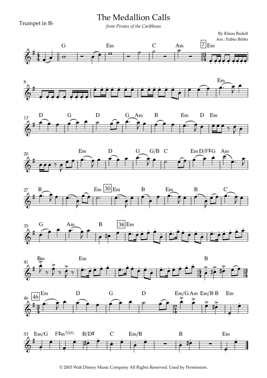 The Medallion Calls B-Flat Trumpet scores gallery preview page 1