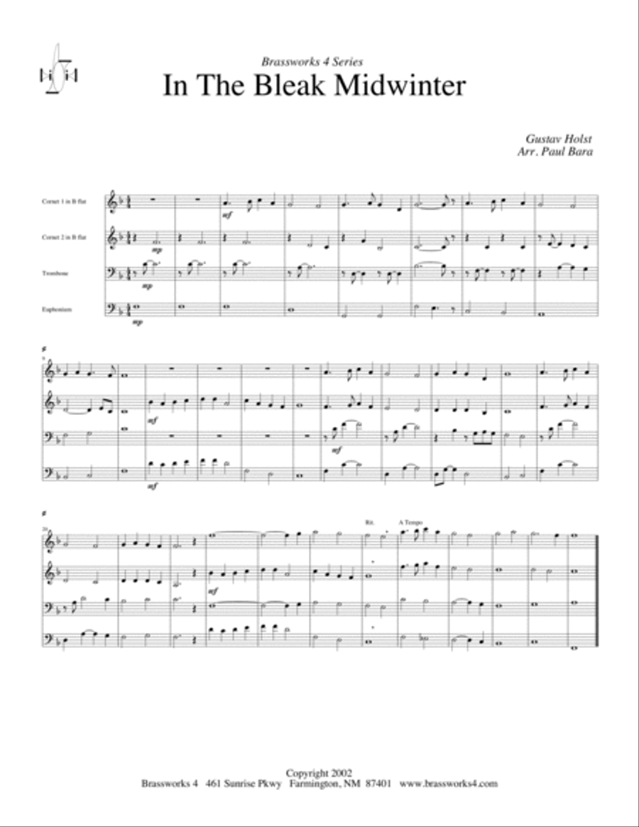 In the Bleak Midwinter Brass Quartet scores gallery preview page 2