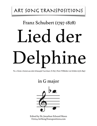 SCHUBERT: Lied der Delphine, D. 857 (transposed to G major)