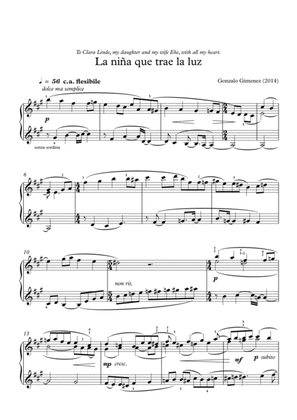 Book cover for Gonzalo Gimenez - La niña que trae la luz - solo piano