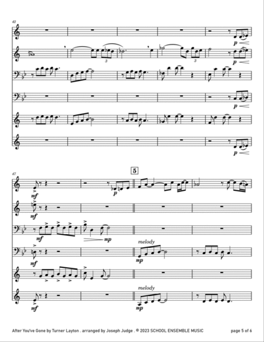 After You've Gone by Layton for Brass Quartet in Schools Brass Quartet scores gallery preview page 5