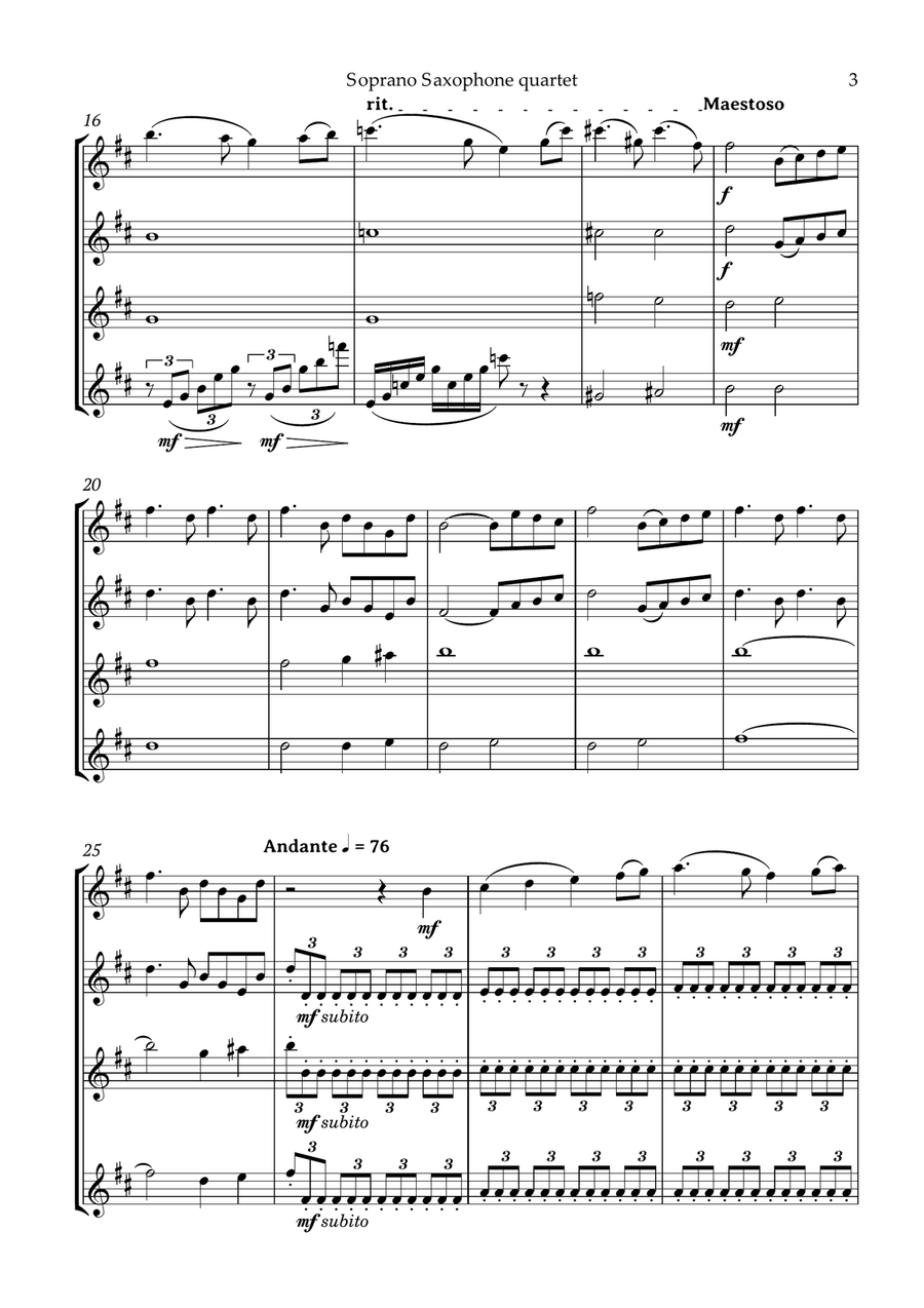 Swan Lake Tchaikovsky Soprano Saxophone Quartet Soprano Saxophone scores gallery preview page 4