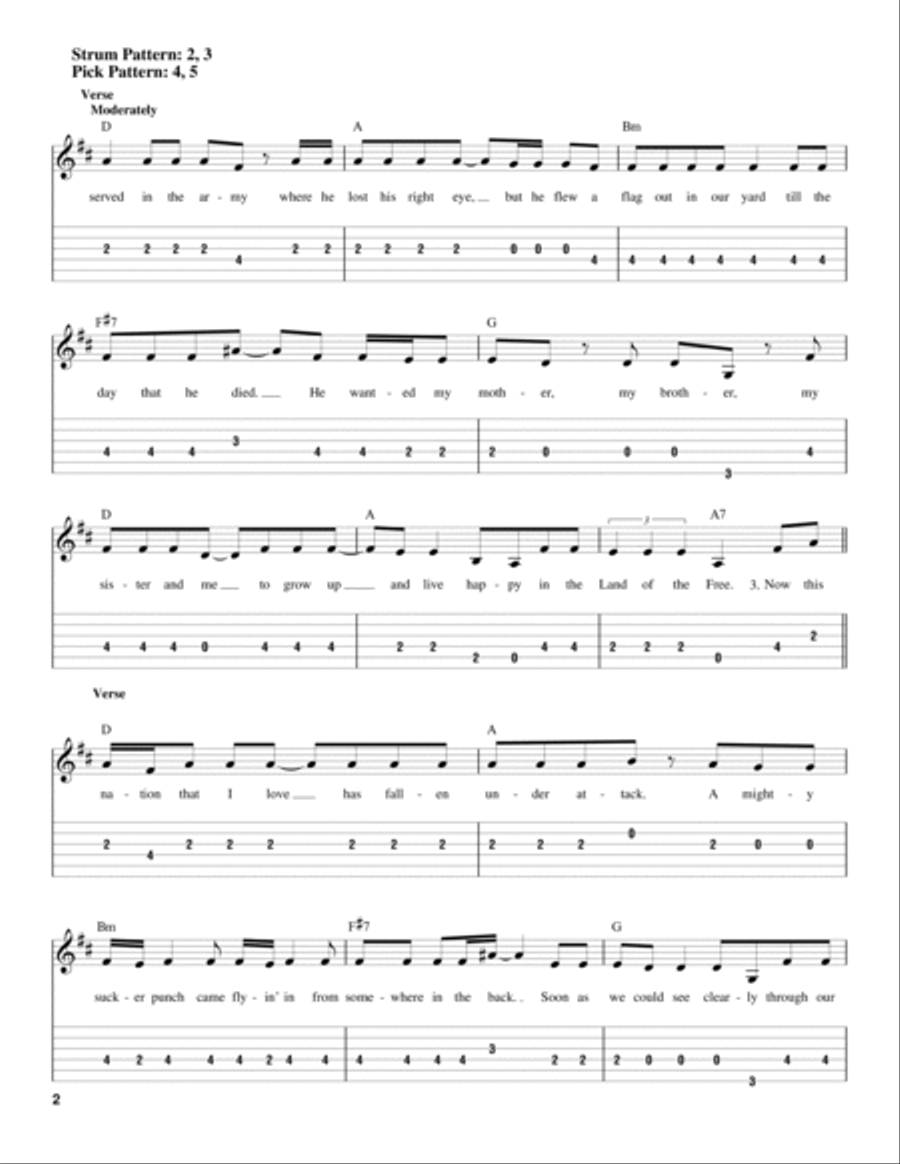 Courtesy Of The Red, White And Blue (The Angry American) Electric Guitar scores gallery preview page 2