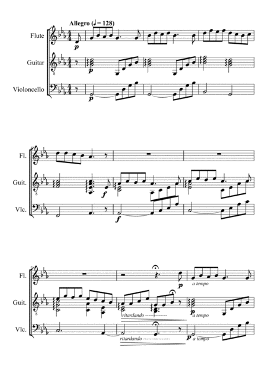 Grand Sonata for Flute Guitar & Cello (Score) Small Ensemble scores gallery preview page 5