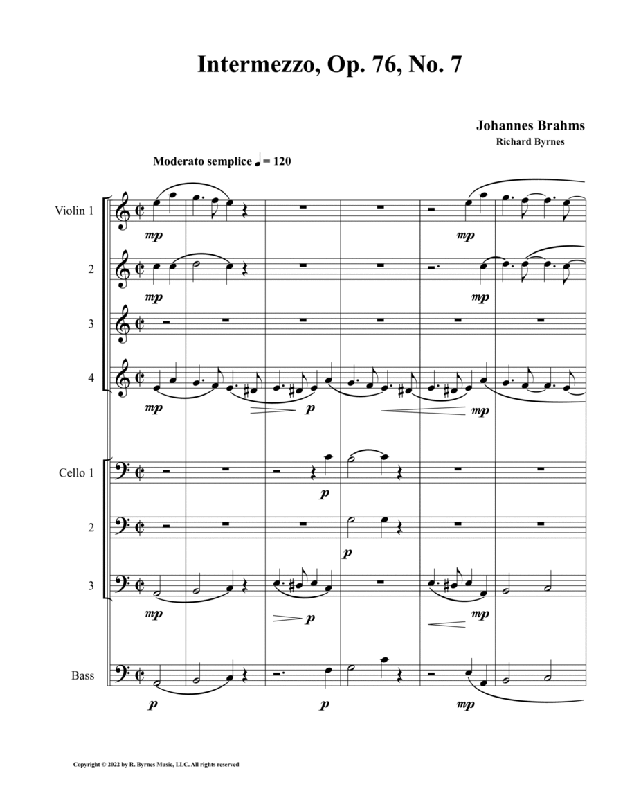 Intermezzo, Op. 76, No. 7 (String Octet) image number null