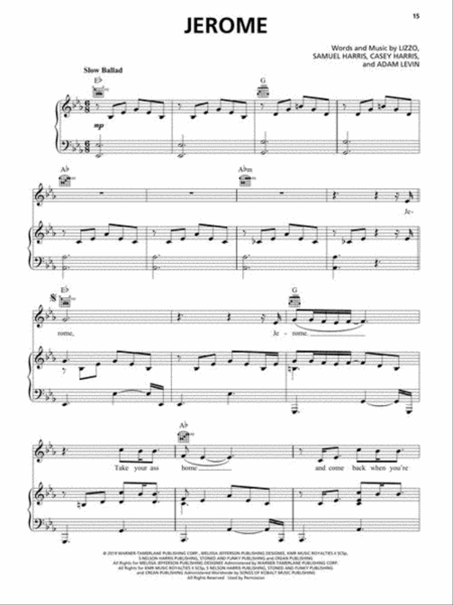 Lizzo – Cuz I Love You Lizzo – Cuz I Love You Piano, Vocal, Guitar scores gallery preview page 6