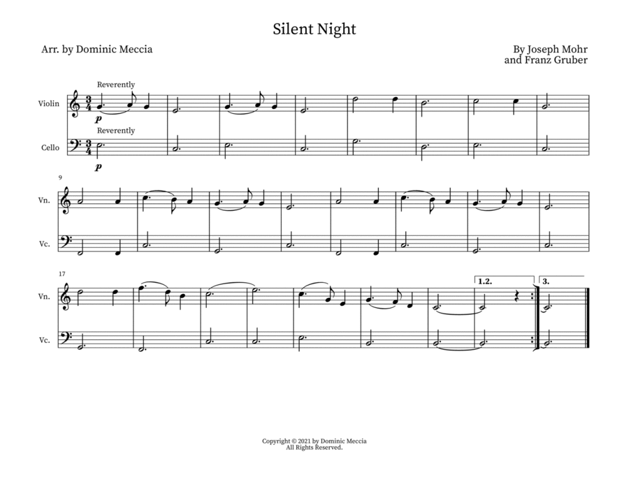 Silent Night- Violin and Cello Duet image number null