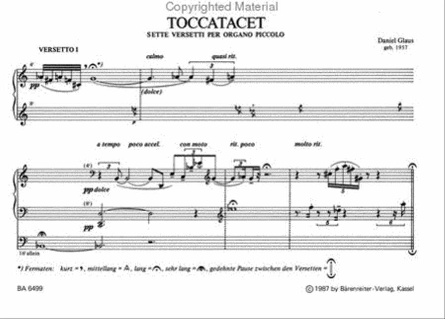Toccatacet (1986) Organ scores gallery preview page 2