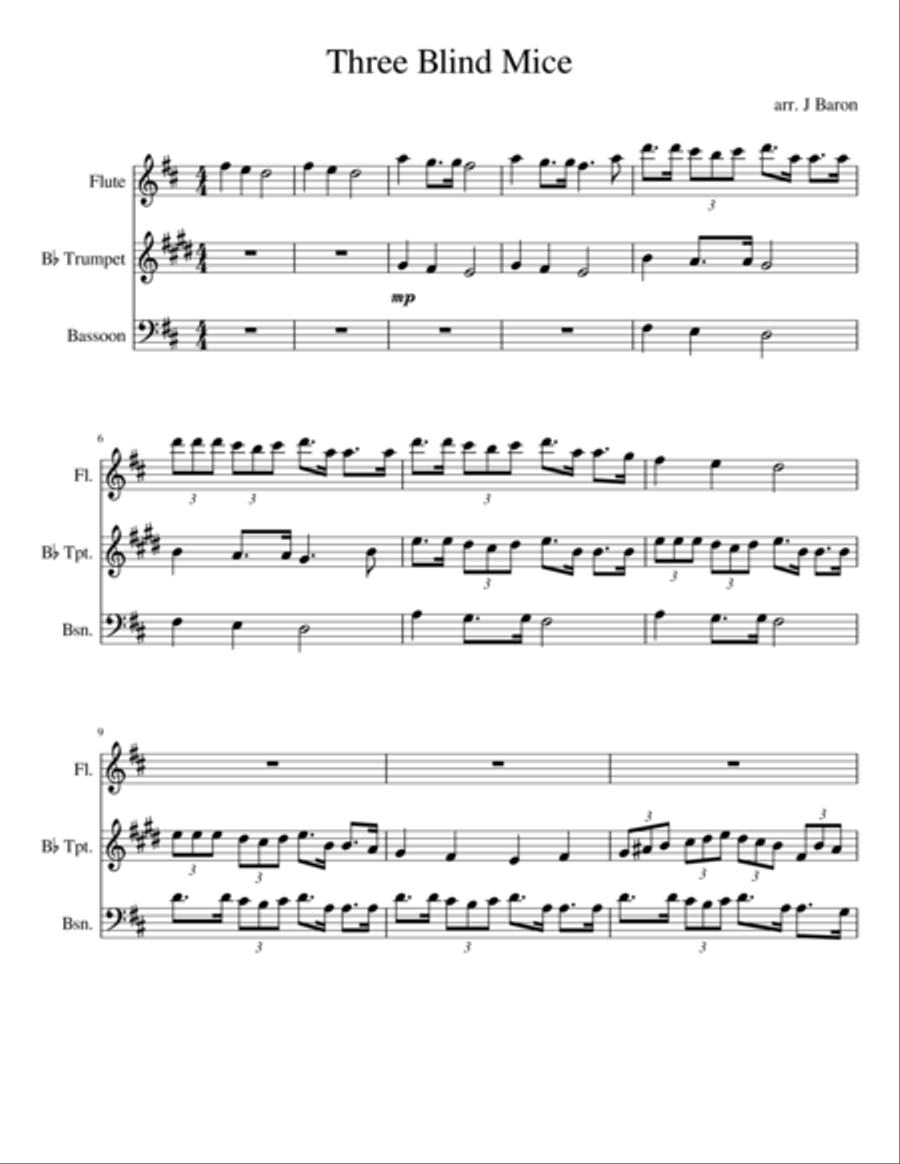 Three Blind Mice Small Ensemble scores gallery preview page 1