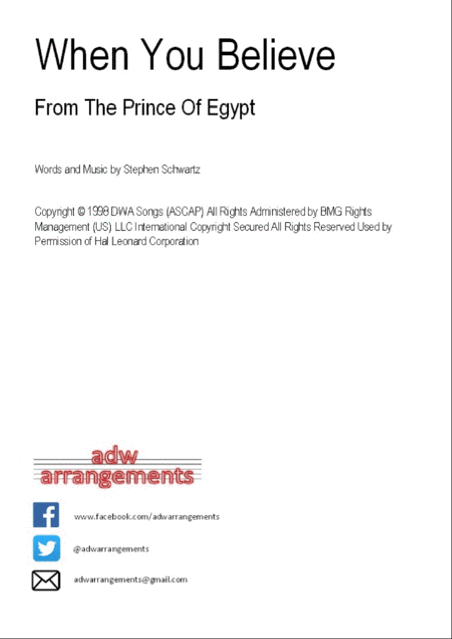 When You Believe (From The Prince Of Egypt) String Quartet scores gallery preview page 1