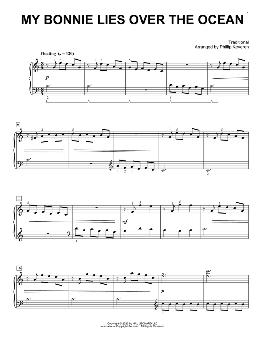 My Bonnie Lies Over The Ocean (arr. Phillip Keveren)