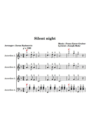 Silent night (Stille Nacht) - quartet accordion
