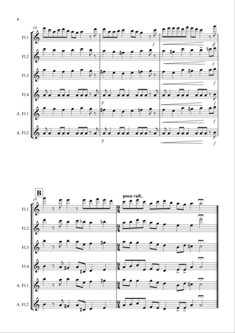 O Come, O Come Emmanuel for Flute Quartet Flute Quartet scores gallery preview page 4