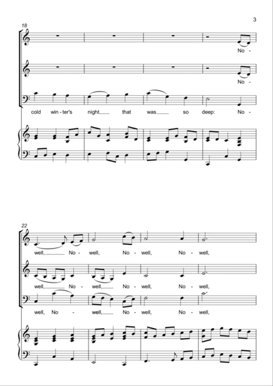 The First Nowell ( The First Noel ) - 3 part choir - SAB - Mixed Voices 3-Part scores gallery preview page 3